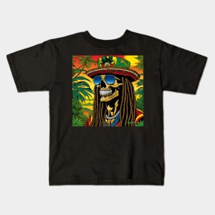 Reggae Music - Jamaican Stoner Skull 8 Kids T-Shirt